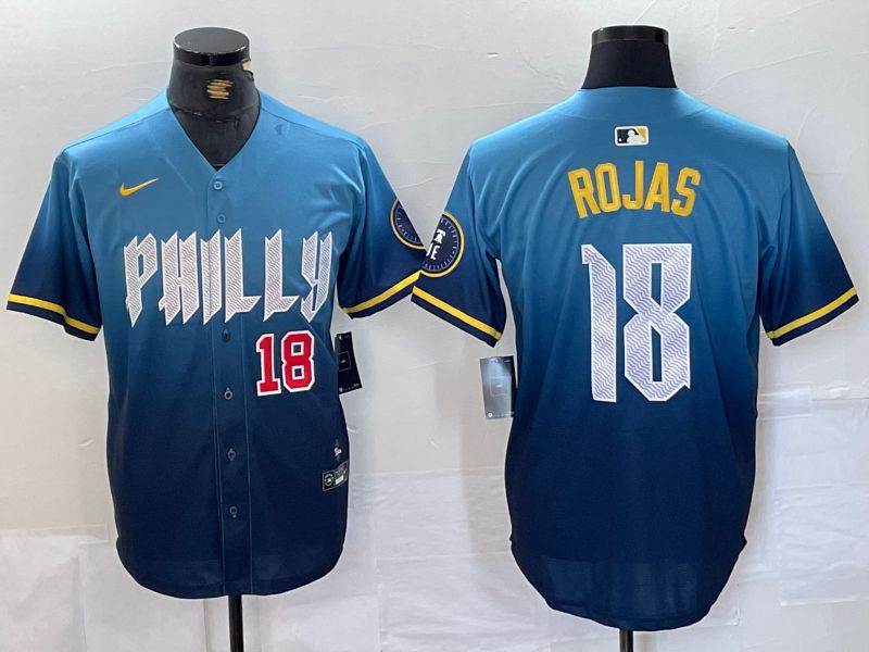 Men Philadelphia Phillies #18 Rojas Blue City Edition Nike 2024 MLB Jersey style 2->->